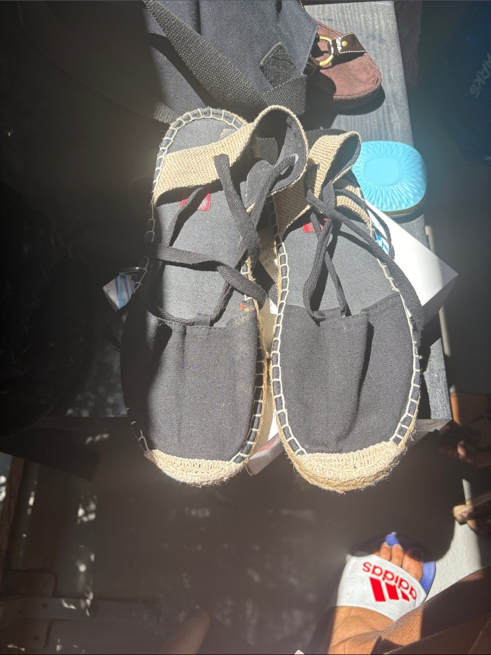nomi Black Canvas Espadrille Sandals with Natural Jute Trim
